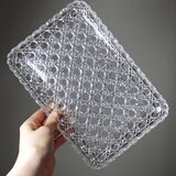 6 small vintage/antique pressed glass mugs and tray, art deco style