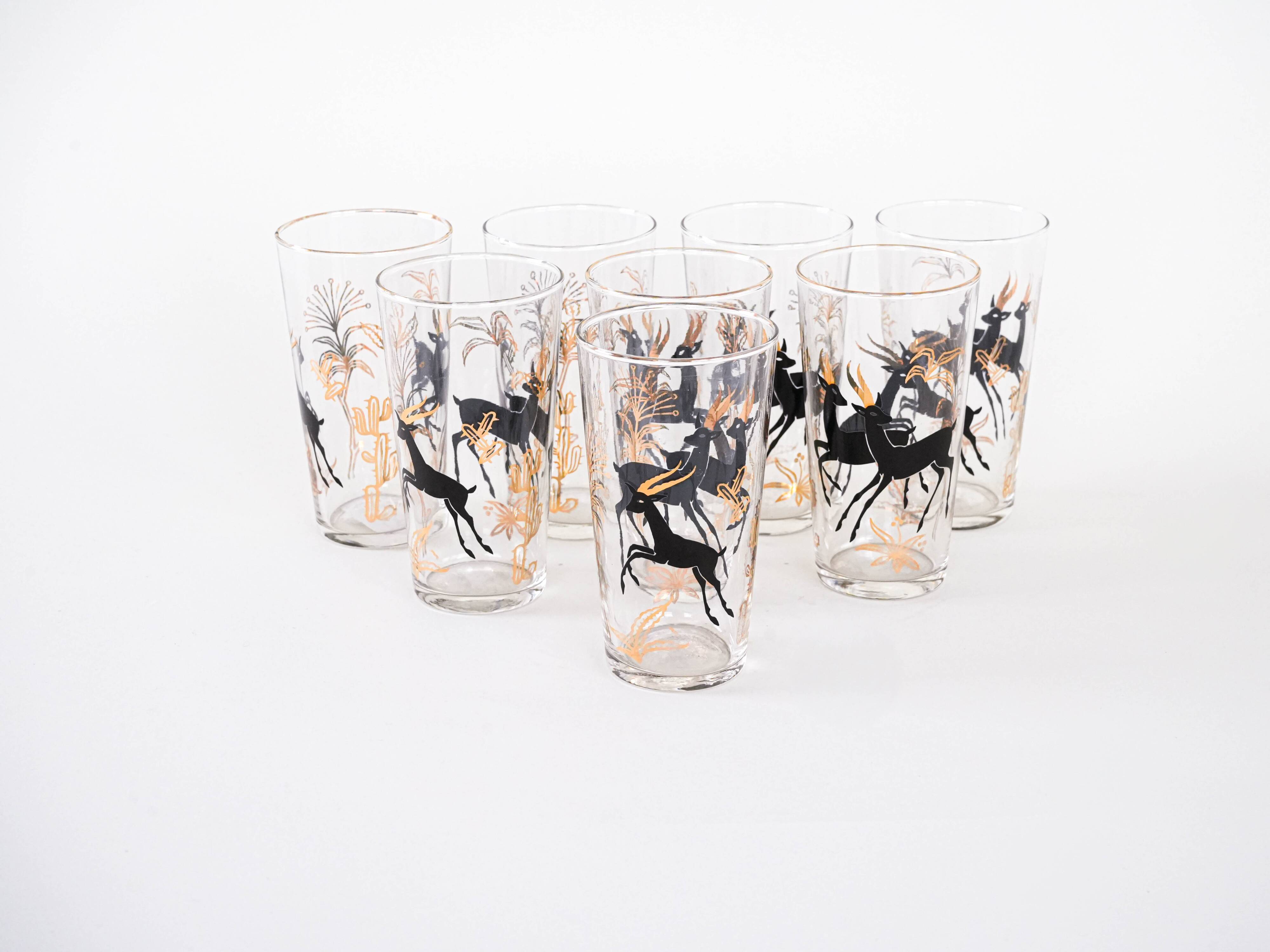 Set of eight glasses, Danish design, 1970s, manufactured in Denmark