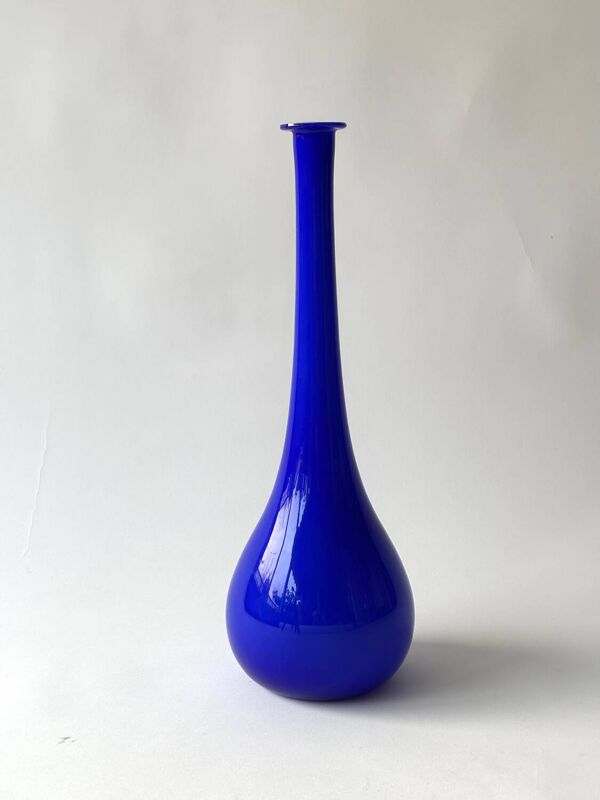 Grand vase soliflore en verre soufflé Murano, bleu cobalt, 50cm