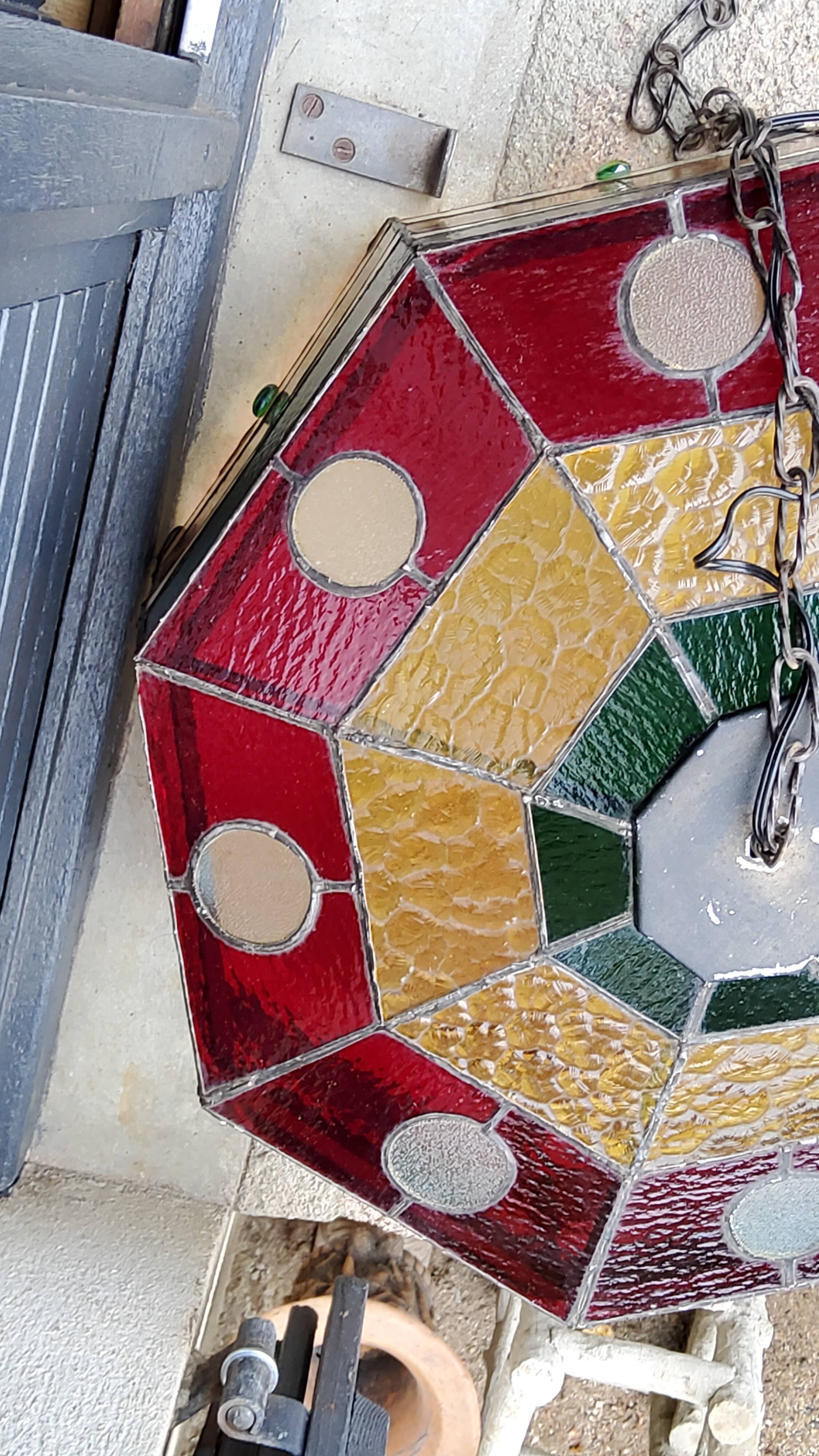 Art style stained glass suspension, diameter 58cm