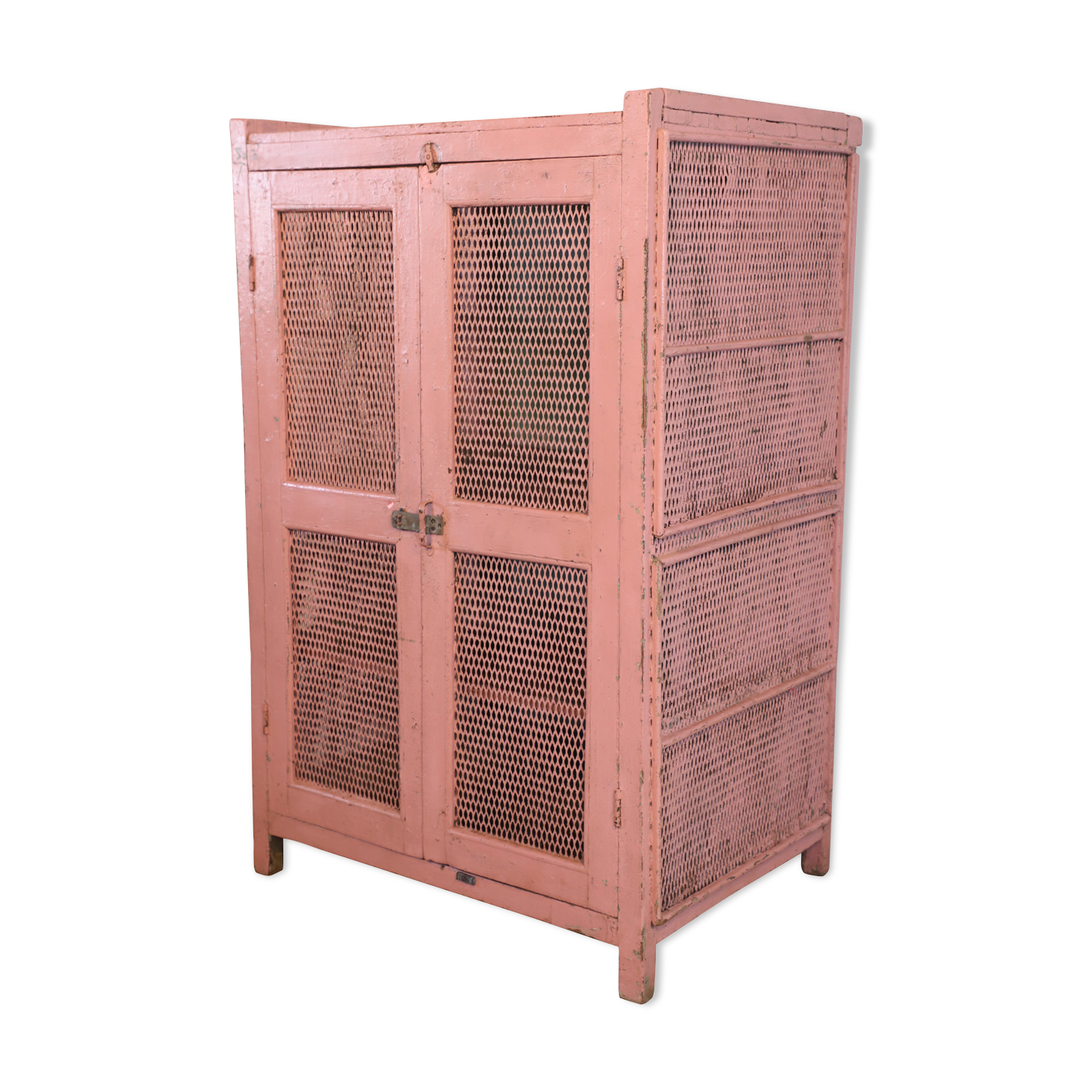 Ancient Burmese teak tribal pantry with original pink patina