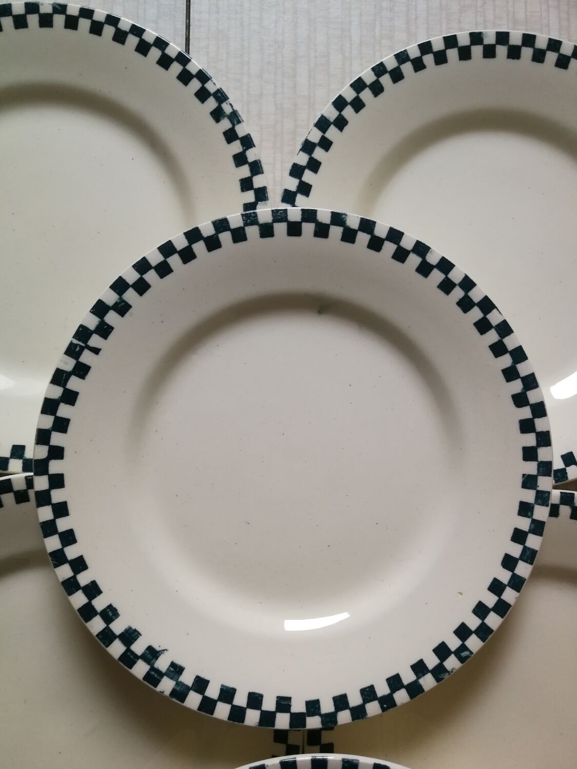 Set of 8 dessert plates Damier Terre de fer