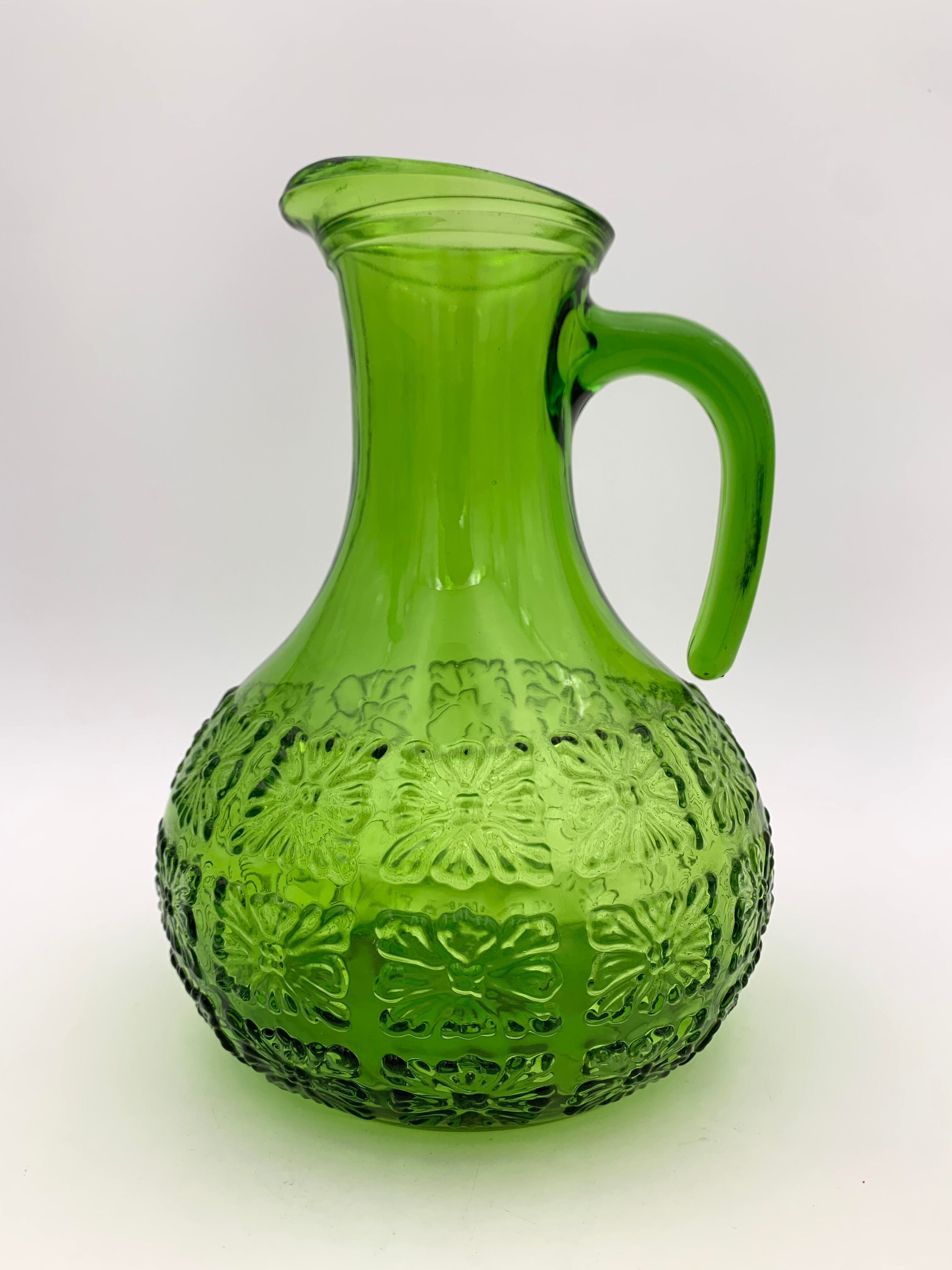 Vintage glass pitcher, chlorophyll green, Italy - 1960s-1970s.