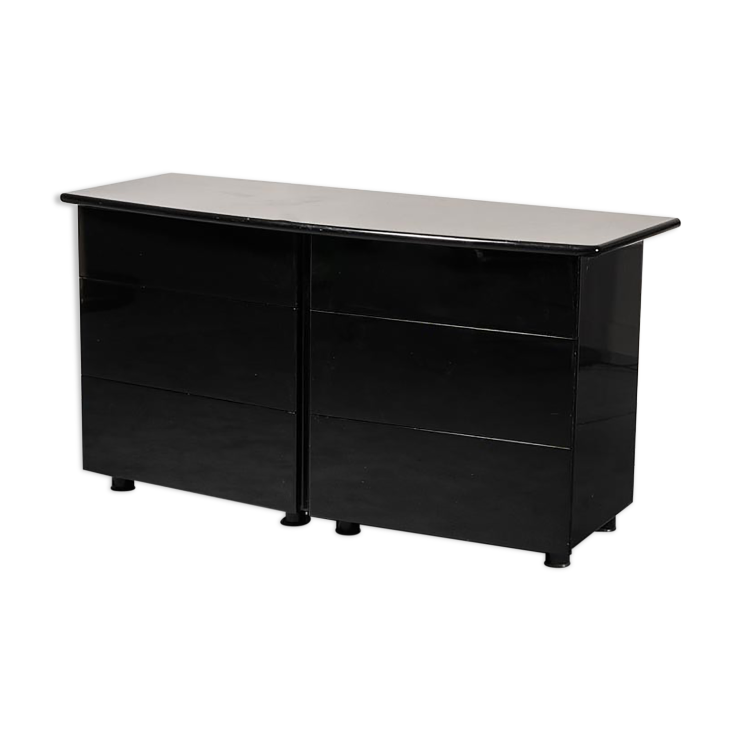 Commode en bois laqué noir des années 70