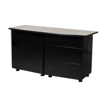 Commode en bois laqué noir des années 70