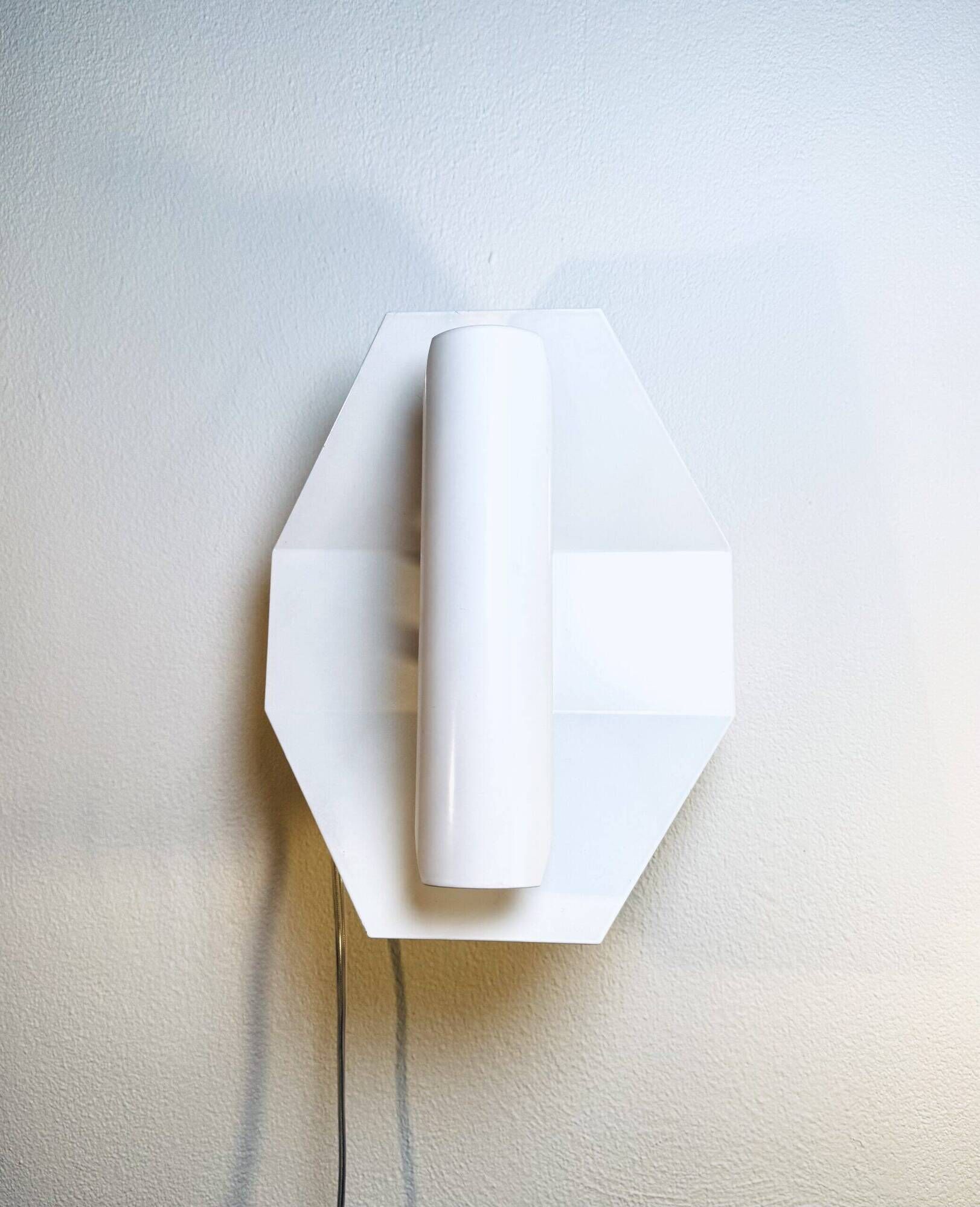 Geometric Sculptural Wall Lamp In White By Dijkstra Lampen, The Netherlands, 1980S