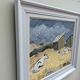 Mid 20th century "before the rain" swedish landscape animal cow oil painting, framed