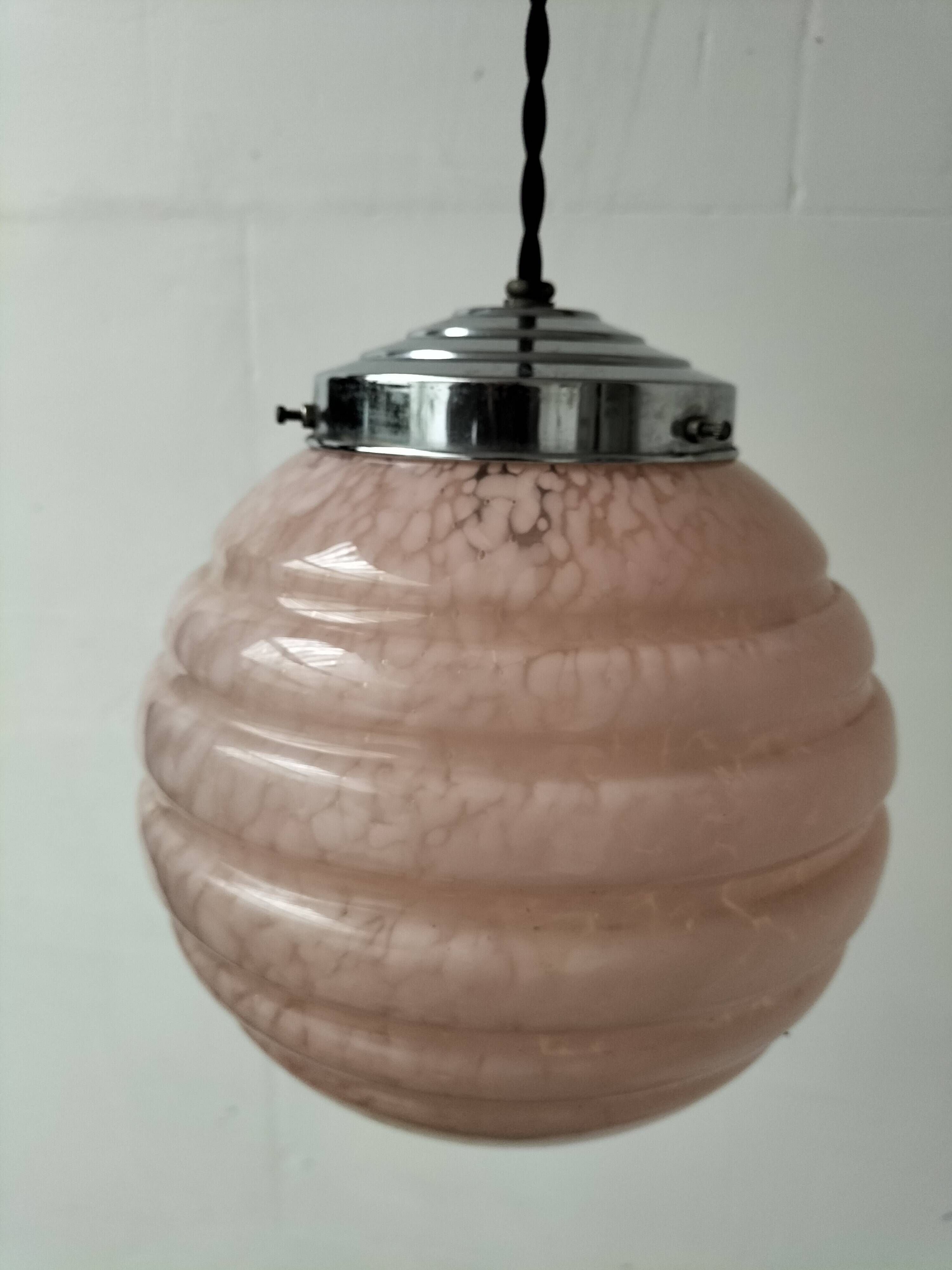 pink opaline pendant light