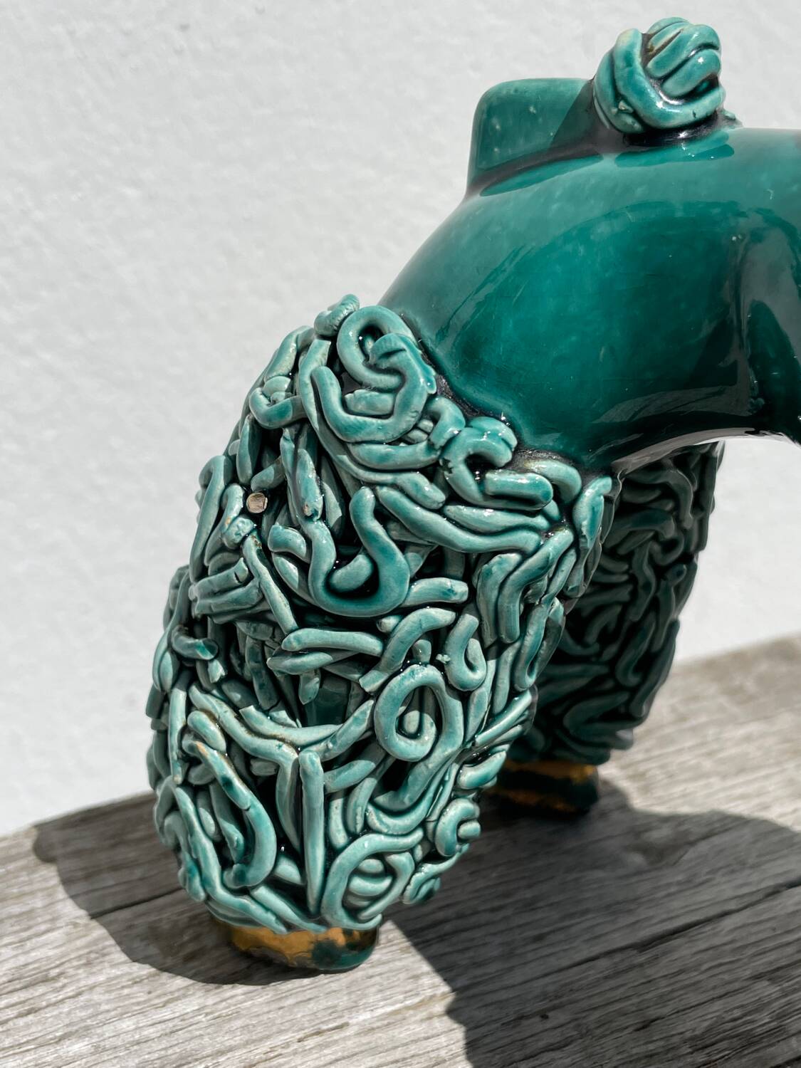 Spaghetti Green Ceramic Poodle Dog