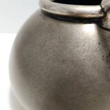 High-Quality Art Deco Burnished Silvered Brass Vase, Italy