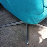 Blue electric relax armchair on battery with remote control