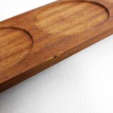 Scandinavian teak tray with 4 ceramic ramekins 1960