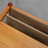 Pine and linen coffee table with magazine rack by Karin Möbring, Sweden