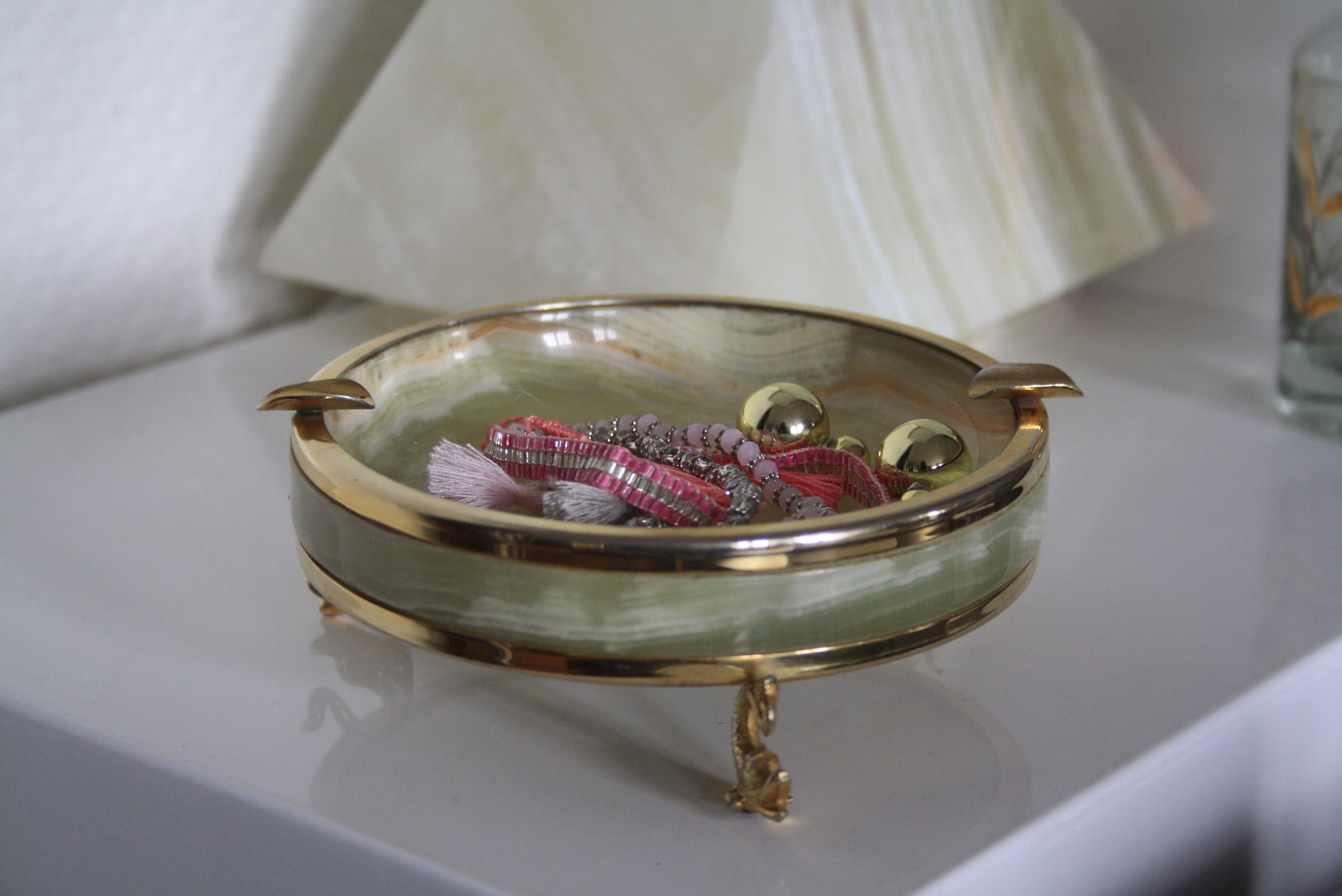 Brass onyx ashtray