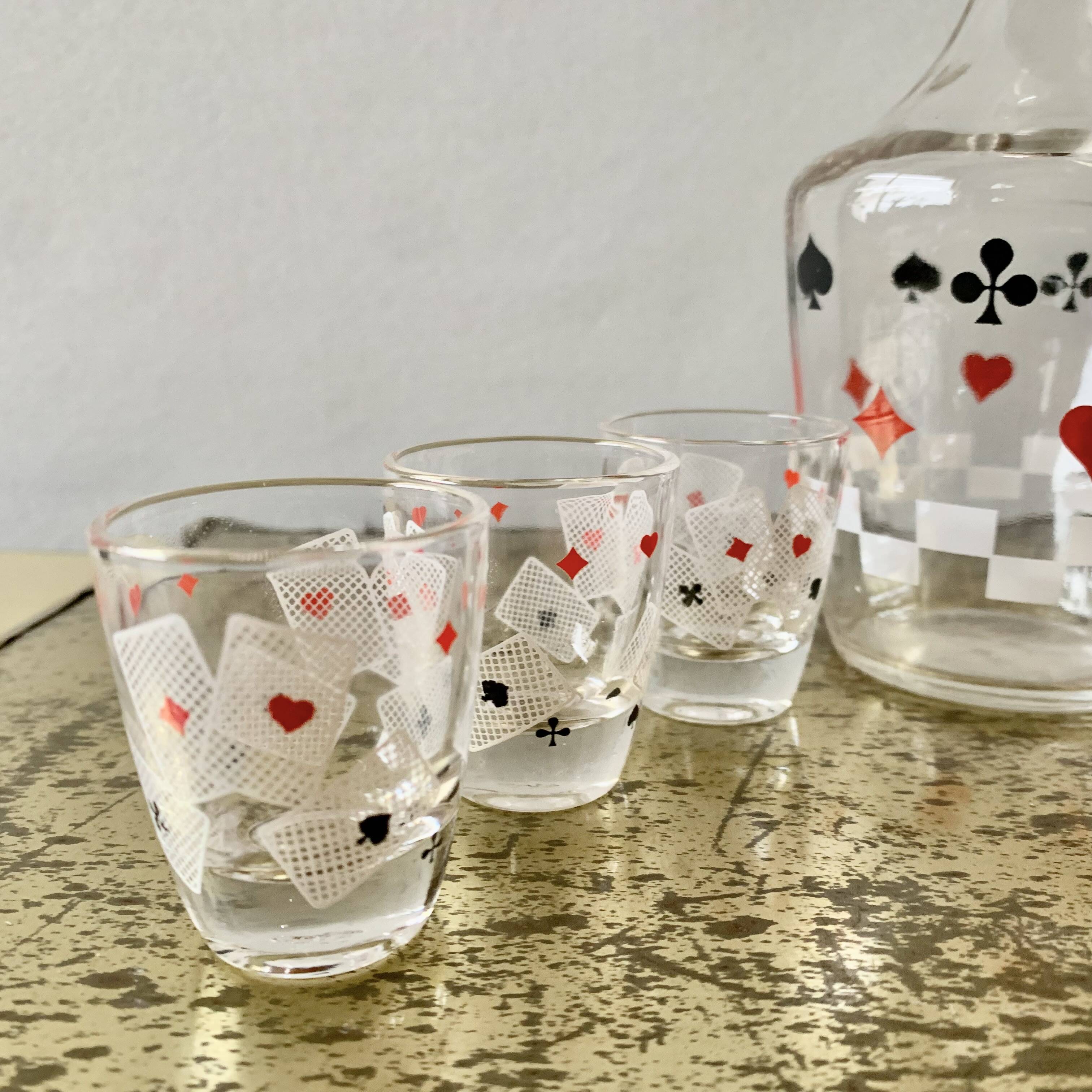 Vintage playing card liqueur set