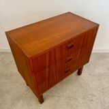 Small chest of drawers or bedside table in teak, Scandinavian design from the 70s vintage
