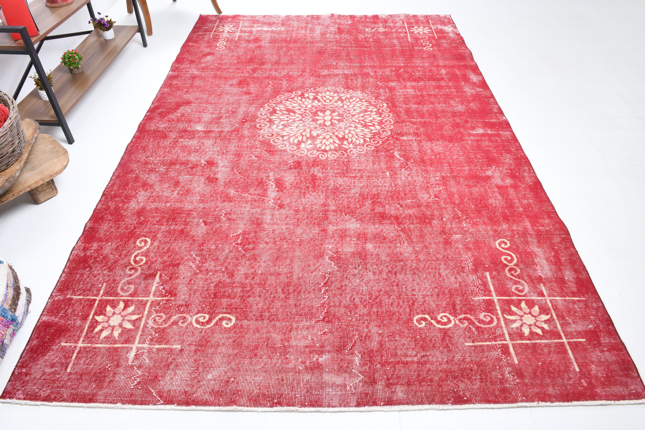 7x10 pale red large turkish rug, 203x310cm
