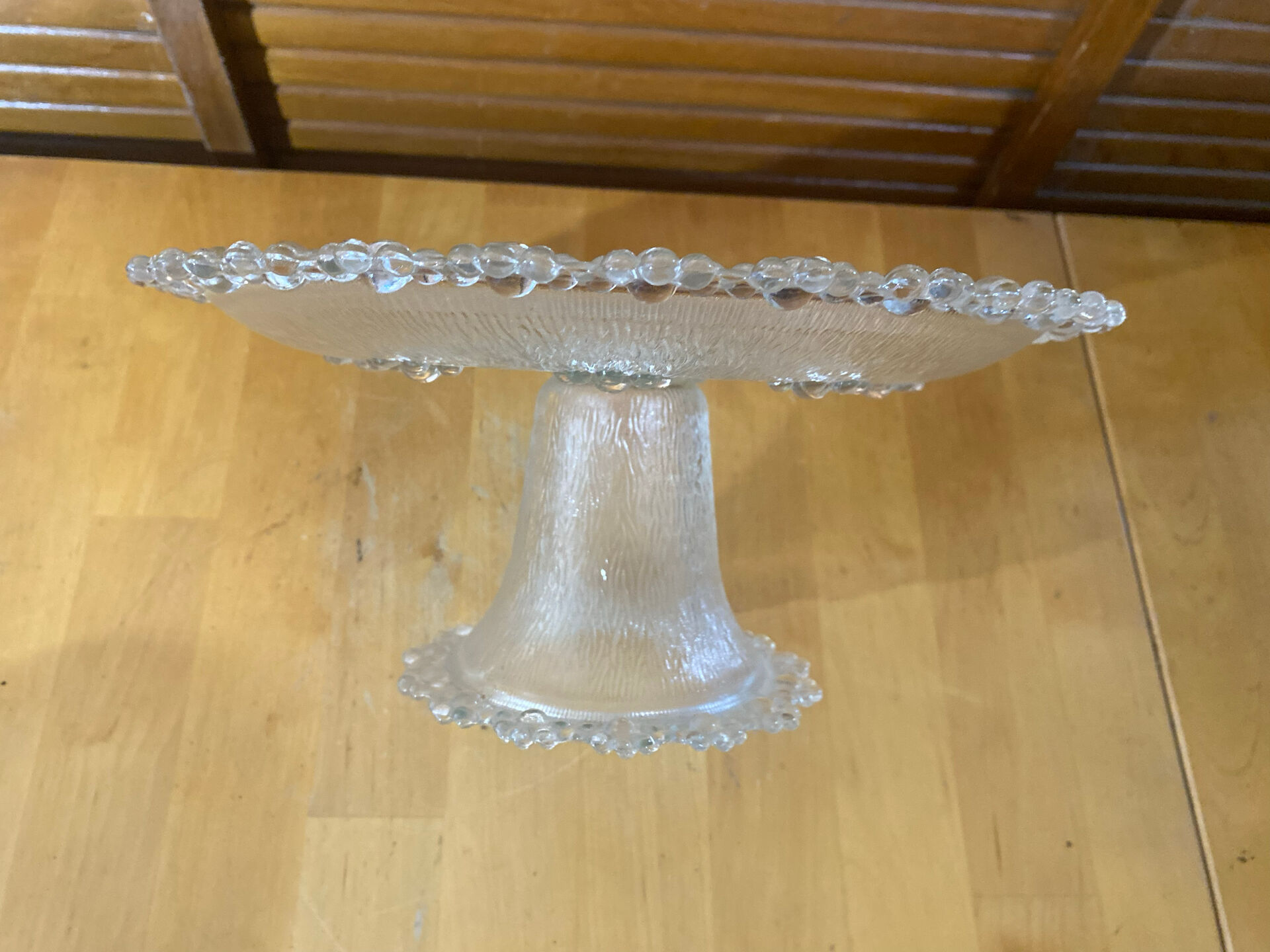 Masserini barocco cake dish cut glass moulded bead row vintage