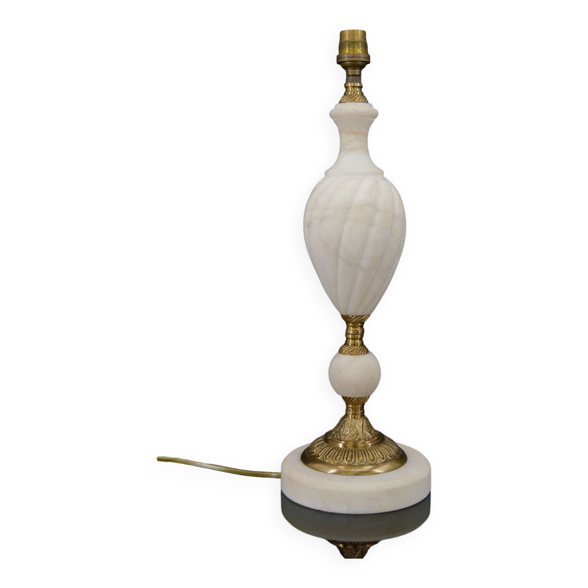 White neoclassical style lamp in alabaster and bronze, italy, circa 1950