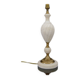 White neoclassical style lamp in alabaster and bronze, italy, circa 1950