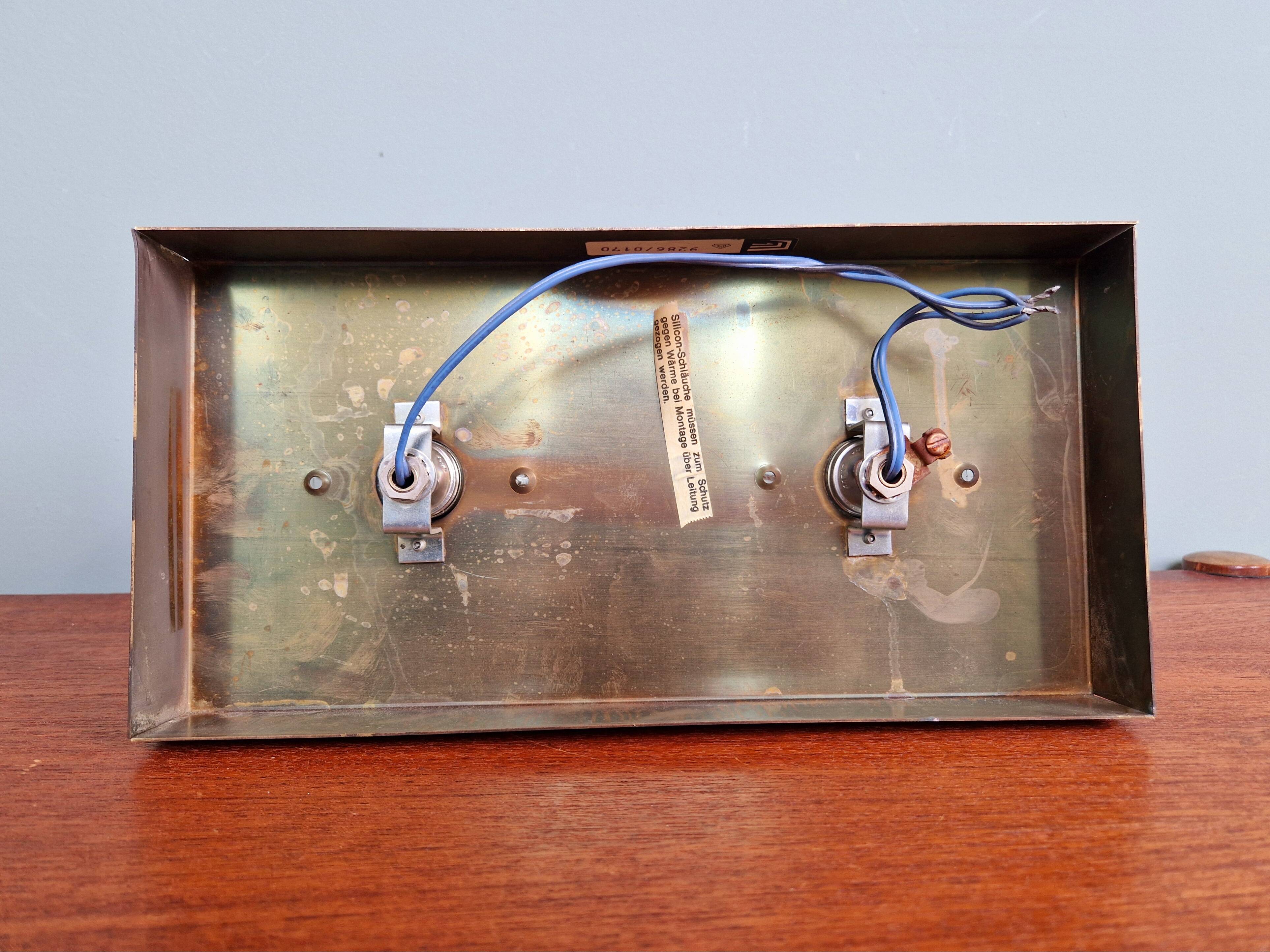 Double wall light in brass and glass, Space Age style, Cosack, 1970