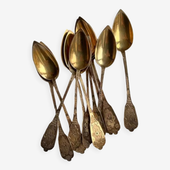 Twelve teaspoons in vermeil