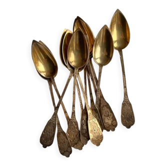 Twelve teaspoons in vermeil