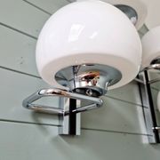 Pair of wall lights, G. Sciolari, in chrome metal and white opaline, 1970s