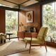 Fauteuil vintage vert olive design par H.Lis