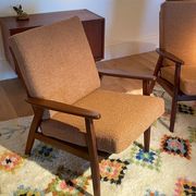 Vintage Scandinavian armchair "Theodor" in terracotta boucle.