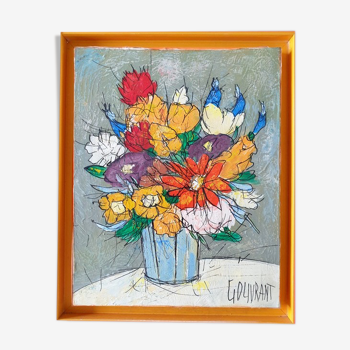 Gérard Gouvrant (né en 1946) - Huile sur toile - Bouquet d'été