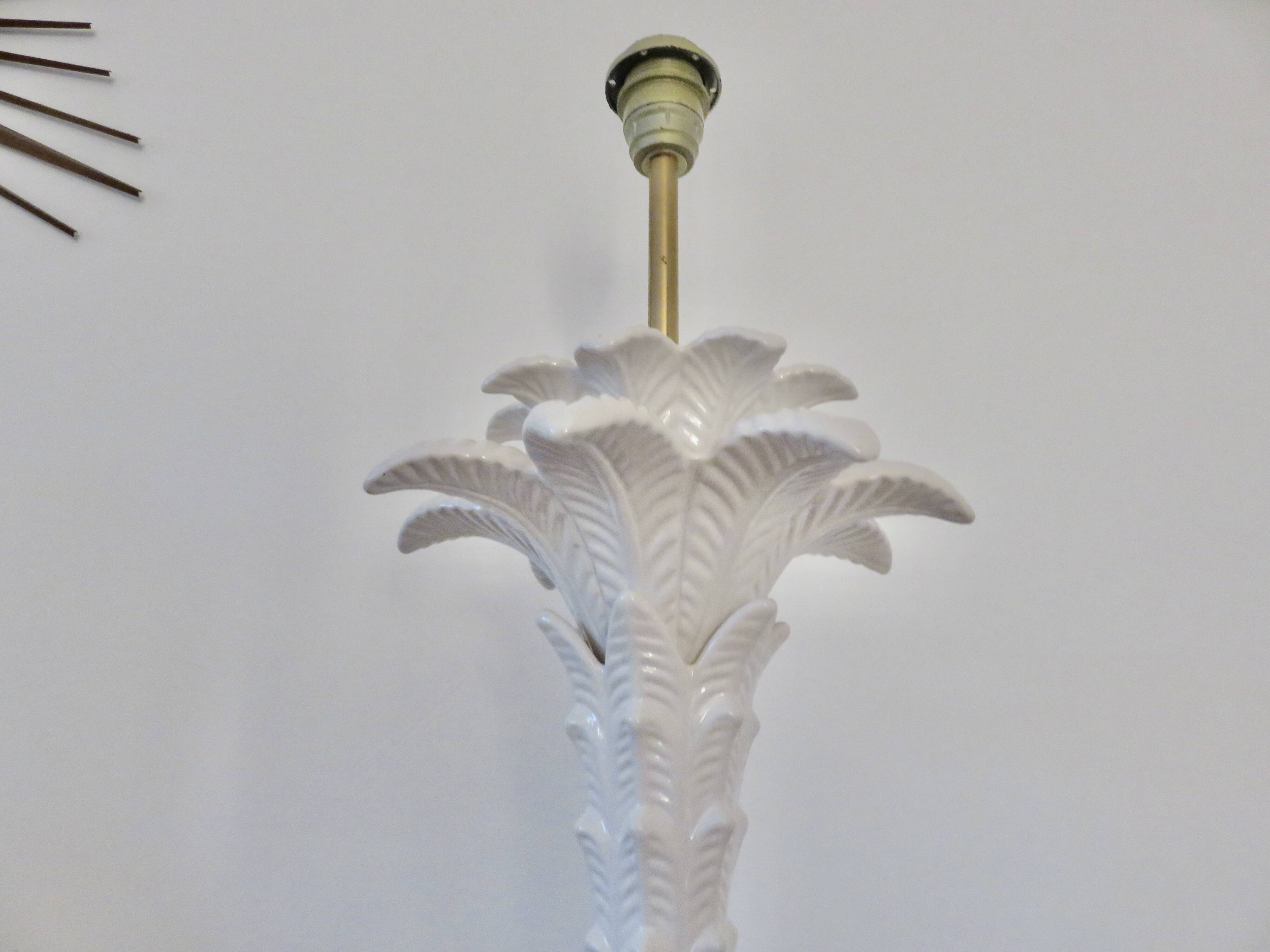Grande lampe palmier, Italy, en céramique blanche, années 60