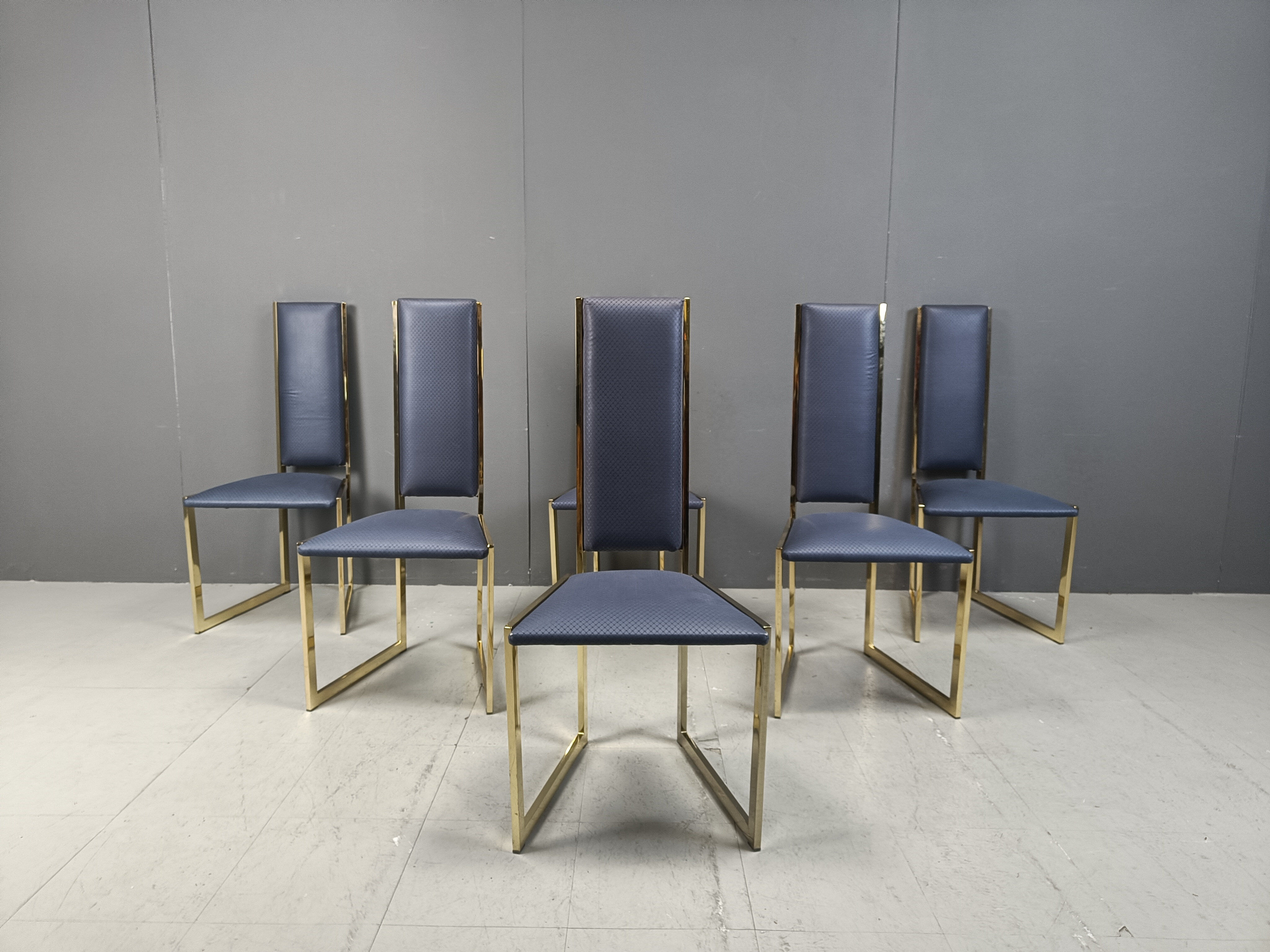 Vintage brass dining chairs set of 6 - 1970s