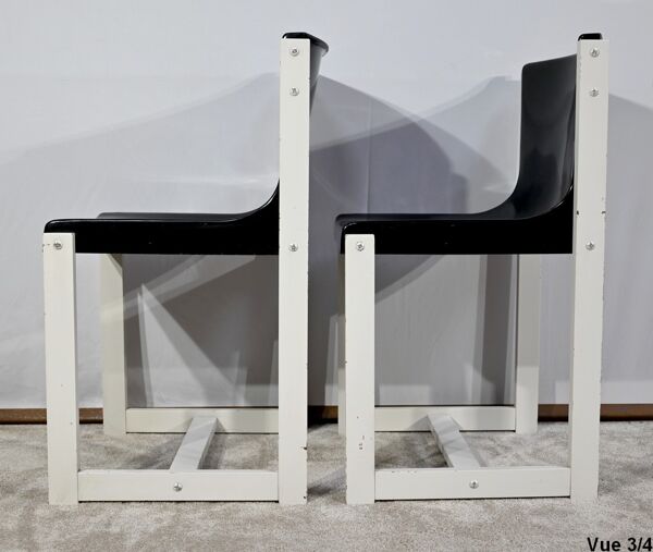 Paire de chaises en bois laqué, signées P.Gautier -1960
