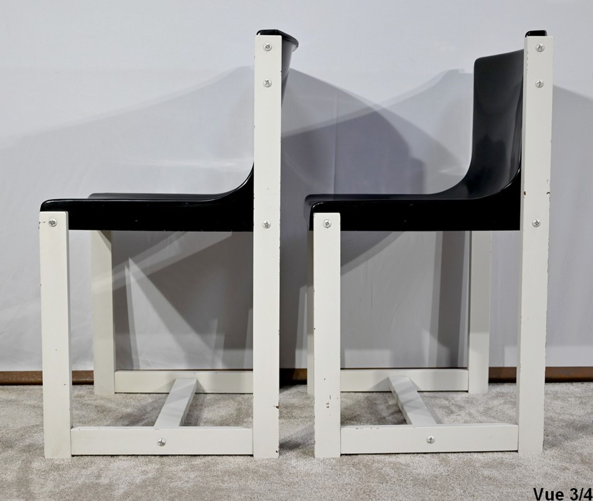 Pair of Lacquered Wooden chairs, signed P.Gautier -1960