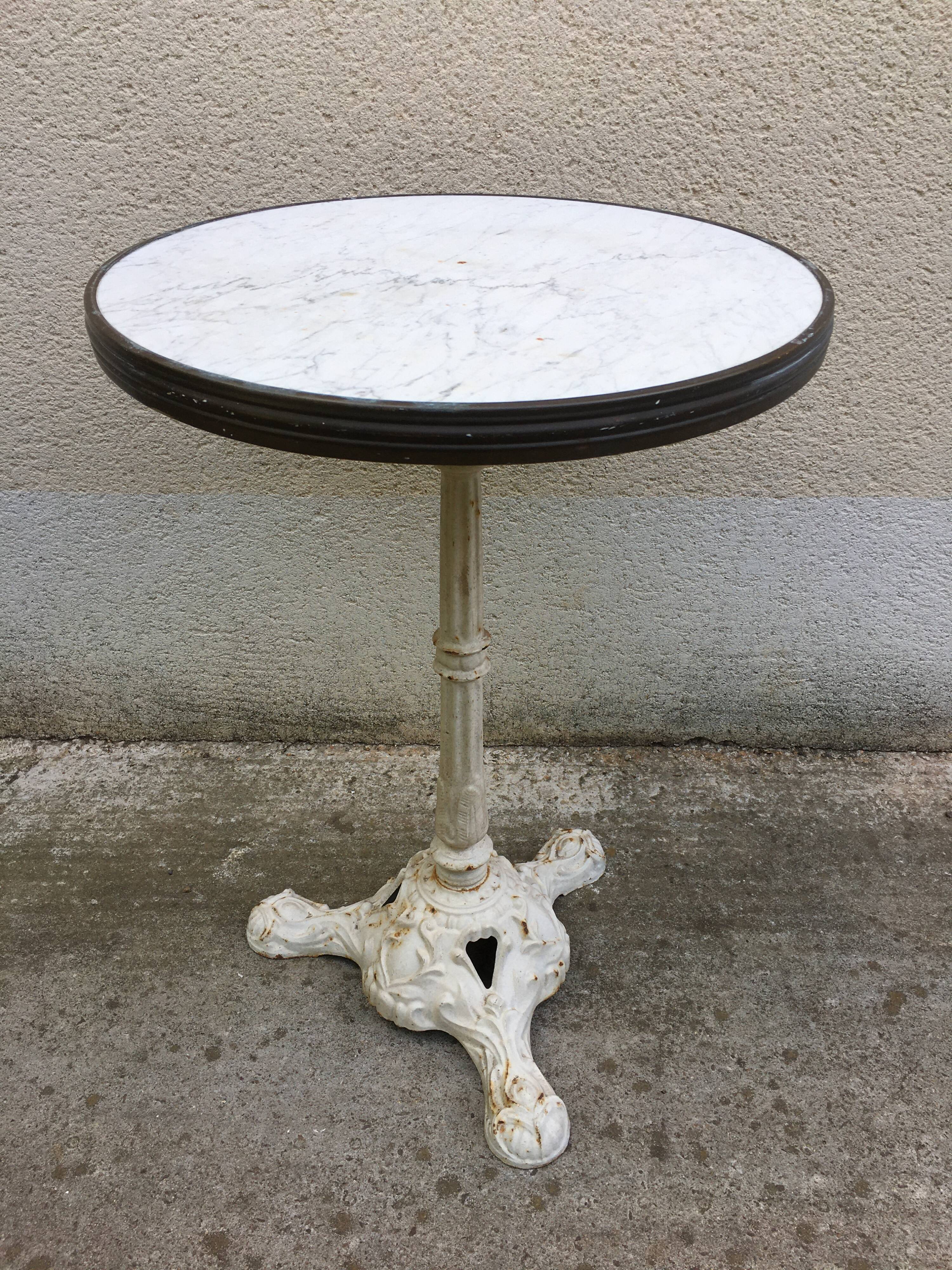 Old marble round bistro table