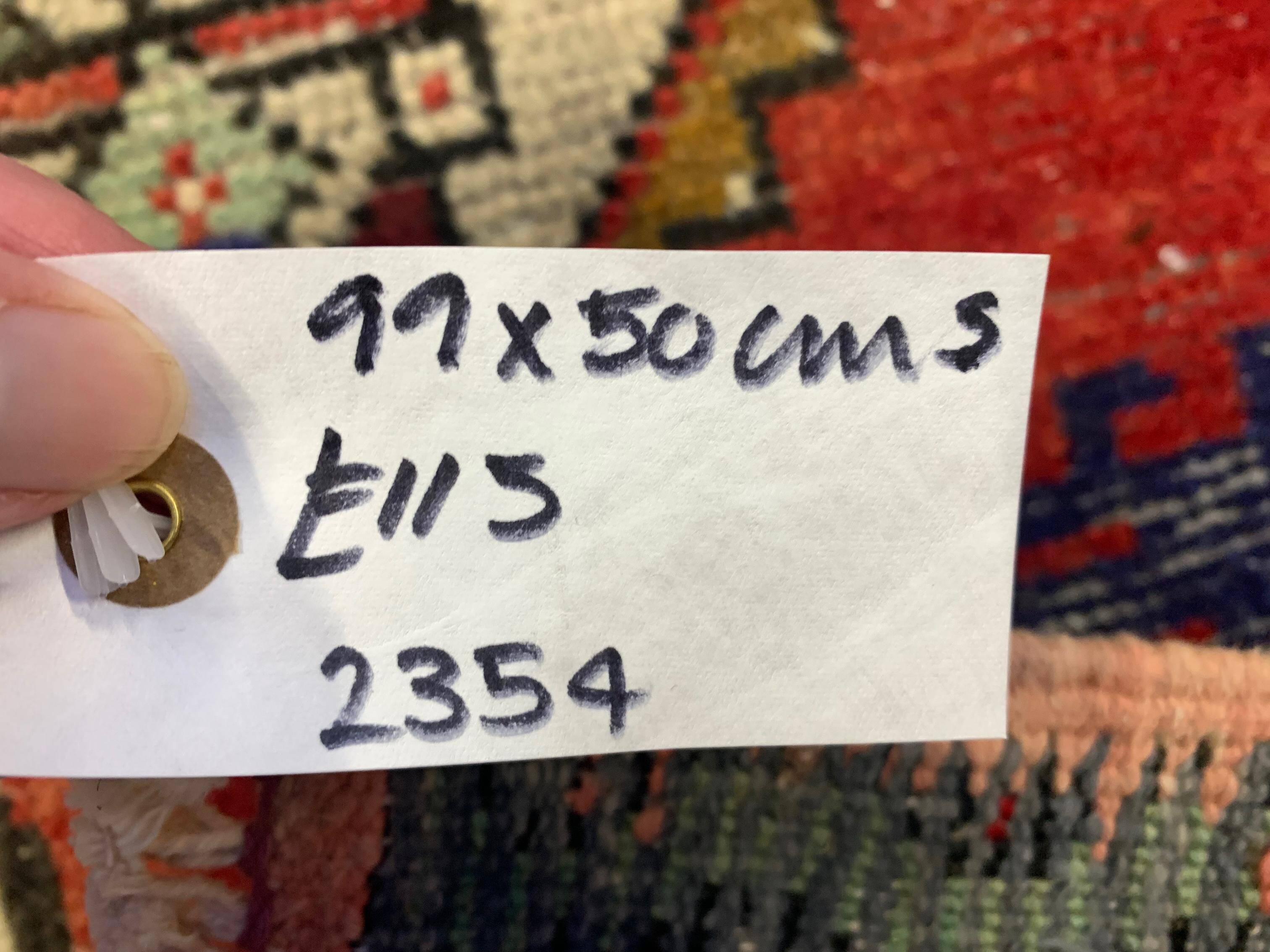 Small Vintage Turkish Rug 99x50 cm, Short Runner, Tribal, Shabby, Mini Carpet