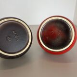 Set of two pottery vases "red yellow" objects by steuler ceramics germany, 1970s