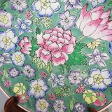 Plate china porcelainE enamelled family pink Lotus + Brand