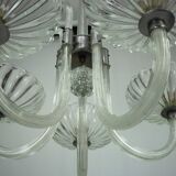 Rare Art Deco Italian Five-Arm Murano Glass Chandelier attributed to Seguso
