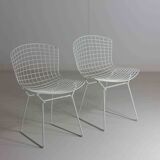 Set of 7 white coated wire chairs by Harry Bertoia for Knoll, 1970s