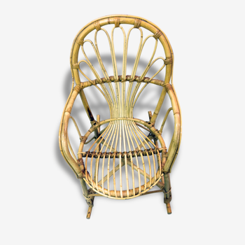 Rocking-chair enfant rotin vintage