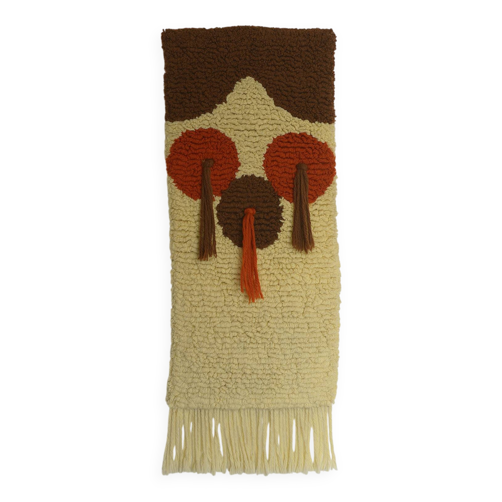 Grande tapisserie murale vintage faite à la main, décoration bohème pour la maison, Yougoslavie, années 70