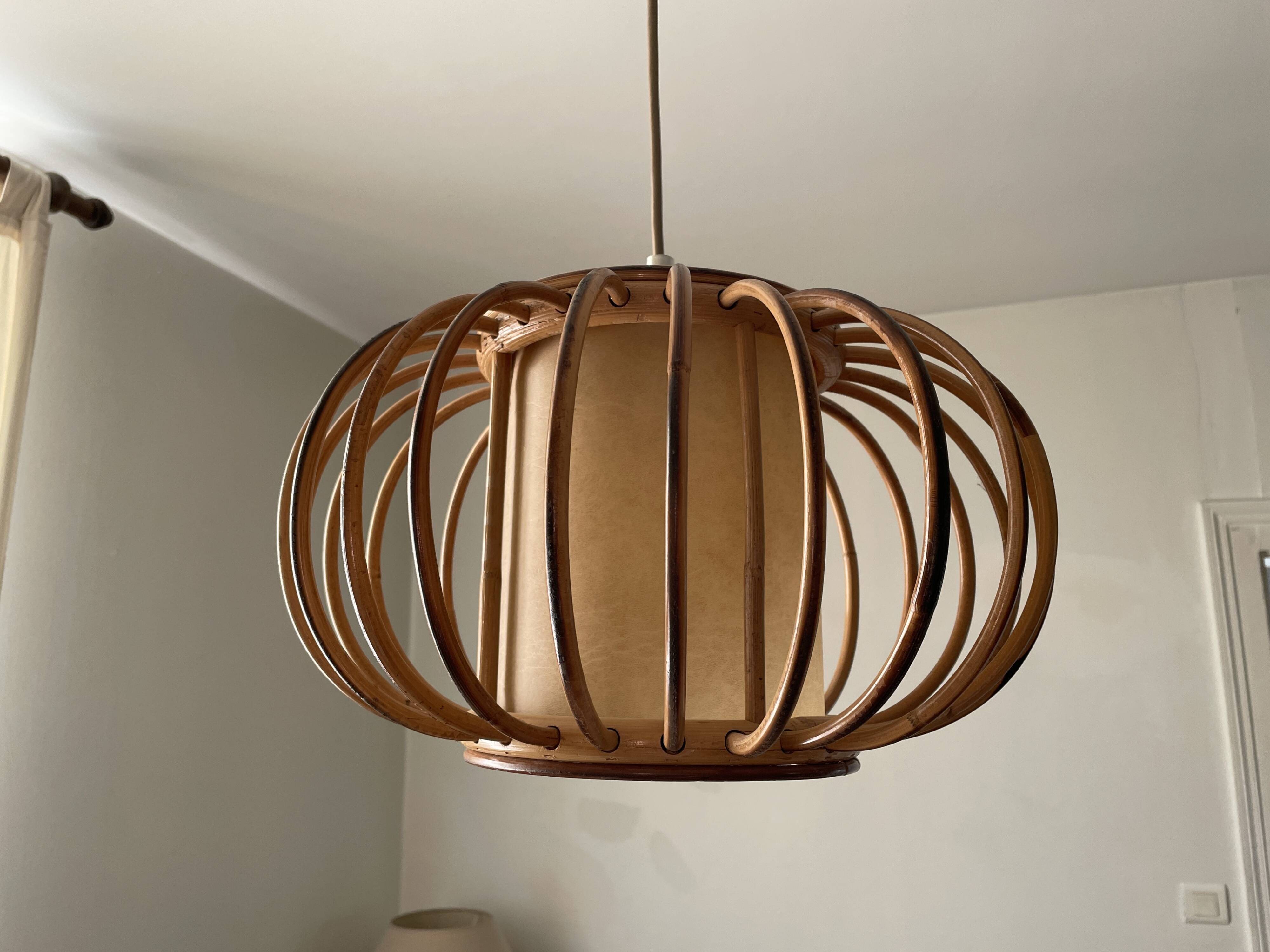 Curved wood pendant lamp 1960