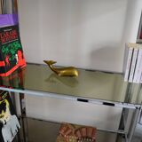 Chrome smoked glass shelf bookcase from the 70s