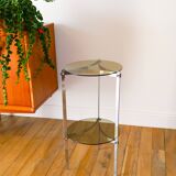 Tripod stand in chrome and smoked glass, double floors, Design, 1970