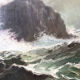 Oil painting raging sea L.Vermont 19th