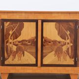 Unique 1950s design marquetry sideboard