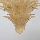 Barovier & Toso Style Gold-Palmette Murano Glass Pendant Chandelier