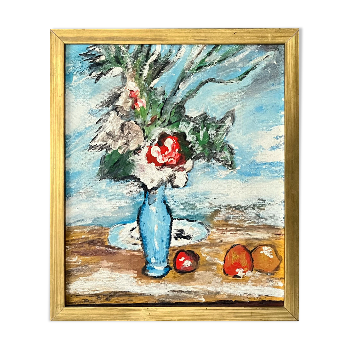 The bouquet and the fruits - Oil on cardboard